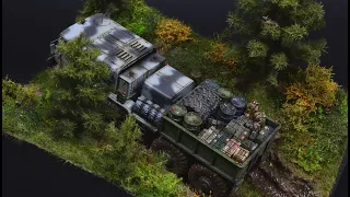 MAZ- 537 Soviet Tractor in Forest - Diorama 1/72