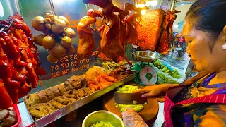 Crispy Pork Business in the Rain ! 10 Years Famous Roast Duck, Pork Belly & Intestines | Street Food