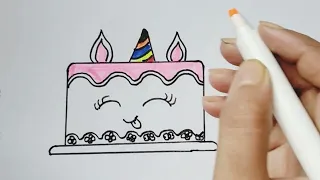 How to draw a cute cake|easy drawing|kids drawing|