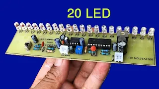 How to make 20 LED Audio Level Indicator VU Meter Preamp Power Amplifier Indicate IC LM3915