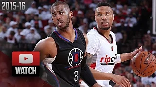 Damian Lillard vs Chris Paul PG Duel Highlights 2016 Playoffs R1G3 Blazers vs Clippers - ELITE!