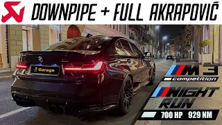 BMW M3 G80 700HP FULL AKRAPOVIC - Night run and drifting 4K