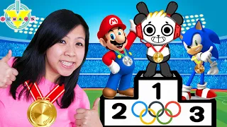 Combo and Ryan's mommy compete in Tokyo Olympic with Mario and Sonic!