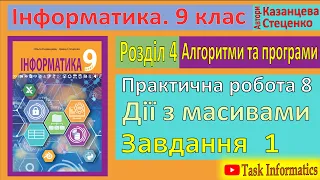 § 32. Практична робота 8. «Дії з масивами». Завдання 1 | 9 клас | Казанцева