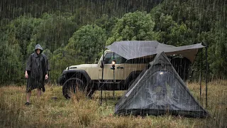 SOLO Camping in the RAIN [ RELAX, SLEEP and Eat in the TENT | Rain ASMR ]