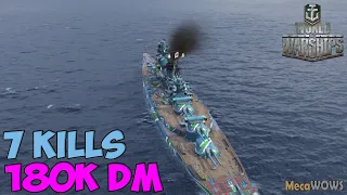 World of WarShips | Amagi | 7 KILLS | 180K Damage - Replay Gameplay 1080p 60 fps