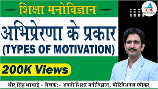 अभिप्रेरणा के प्रकार | Types of motivation | Internal and External motivation | Dheer singh Dhabhai