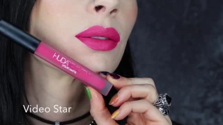 Huda Beauty Liquid Matte Lipstick | FULL COLLECTION Swatch & Review-Video Star