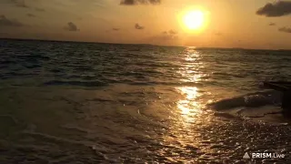 RELAXING WITH MOST BEAUTIFUL GOLDEN SUNSET AND SEA WAVES SOUND .