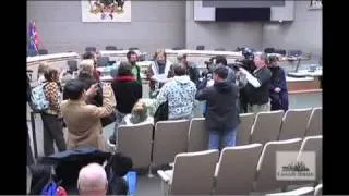 Raw Video Occupy Calgary delivers manifesto inside council