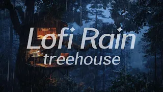 Forest Treehouse in Rain 🌧️ Lofi HipHop / Ambient 🎧 Lofi Rain [Beats To Relax / Piano x Drums]