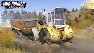 Spintires: MudRunner - RABA 180 TRACTOR Stuck In The Mud With A Loaded Trailer