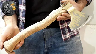 Making a double metal Axe from scratch Brass + steel Flaming (looking) axe