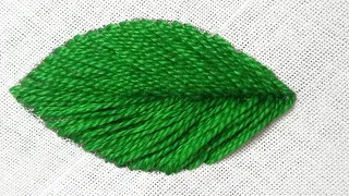 Easy leaf 🍃embroidery - embroidery for beginners| Fishbone Stitch Embroidery Part-2  #leafembroidery