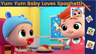 Yum Yum Baby Loves Spaghetti Lyrics | Nursery Rhymes | Kids Songs | Little Angel | Youtube & Google