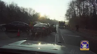 DASHCAM VIDEO: Crash injures trooper and firefighter on Route 9 in Cromwell