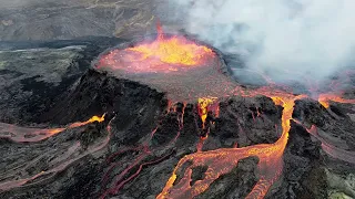 Drone Flight Over the Fagradalsfjall Volcano, Iceland 2021