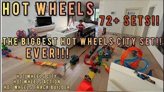 BIGGEST HOT WHEELS CITY EVER!  72 different HOT WHEELS sets joined together to create one HUGE city!