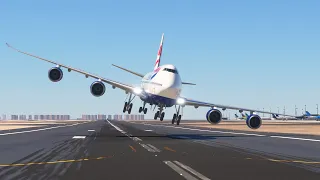 VERY DANGEROUS!!! Impossible Landing British Airways Boieng 747 at DOHA Qatar Airprot MFS2020