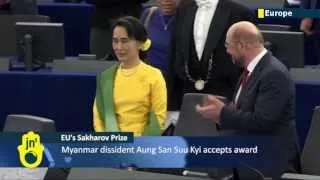 Suu Kyi Finally Receives EU Honour: Myanmar politician belatedly gets 1990 Sakharov Prize