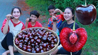 Amazing cherry fruit - Have you ever taste cherry fruit with spicy salty chili - Happy time Eating