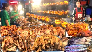 The Most Popular Cambodian Street Food - Tasty Deliciously! Grilled Duck, Pork, Chicken, Intestine