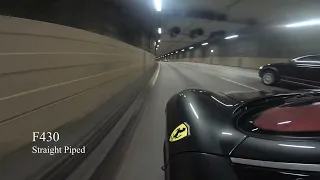 Top Speed Pro 1 Ferrari F430 Straight Pipe in Tunnel!