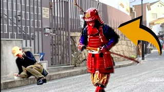 Samurai mannequin and Bushman prank : OMG She couldn't stand up for a while