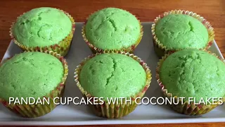 Pandan Cupcakes with Coconut Flakes