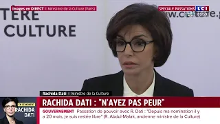 "J'aime me battre, n'ayez pas peur" : revivez l'arrivée de Rachida Dati au ministère de la Culture