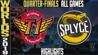 SKT vs SPY Highlights ALL GAMES | Worlds 2019 Quarter-finals | SK Telecom T1 vs Splyce