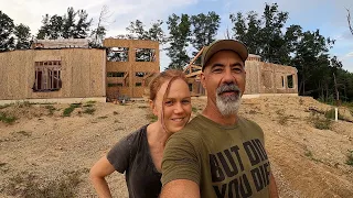 Raising the post and beam roof truss  Husband and wife DIY home build #65