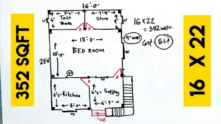 16 X 20 small village house plan II 352 sqft low cost home design II 16 x 22 ghar ka naksha