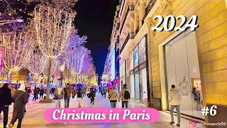 Noel 2024 için Paris, Fransa Champs-élysee Paris Noel yürüyüşü 4K DHR 60fsp