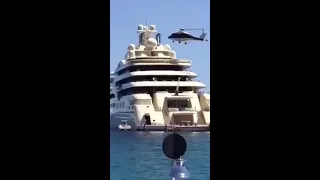 Landing a helicopter on 156m Dilbar Yacht