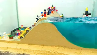 The Lego Monster Breaks Through the Sand Dam! Tsunami Lego Dam Breach Experiment