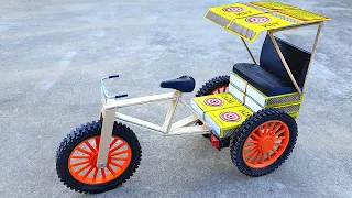 How to Make MatchBox Cycle RickShaw | MatchBox Crafts | DIY at home from DC Motor