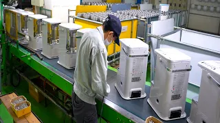 The process of making a kerosene heater. A specialized heater manufacturing factory in Japan.