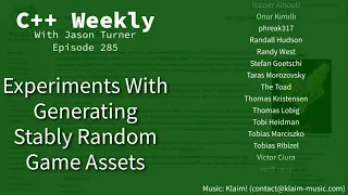 C++ Weekly - Ep 285 - Experiments With Generating Stably Random Game Assets