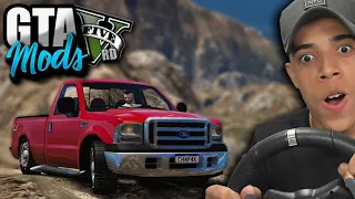 TRILHA NA MAIOR MONTANHA DO GTA 5 DE FORD F250! ( NO VOLANTE ) - GTA 5 MODS