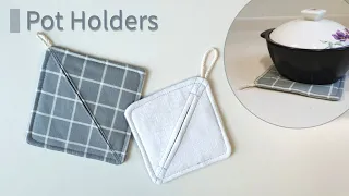 DIY 냄비받침 겸 냄비장갑 - How to make pot holders easily/oven mitts/냄비손잡이/팟홀더/수작업실 지음