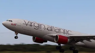 **CLOSE UP & LOUD TAKE OFFS**  2 X Virgin Atlantic A330,s