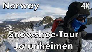 Snowshoe hike on the Mountain Stuttgonkampen (Jotunheimen, Norway) 4K