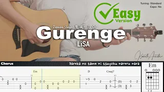 (FREE TAB) Gurenge 紅蓮華 (Easy Version) - LiSA | Fingerstyle Guitar | TAB + Chords + Lyrics