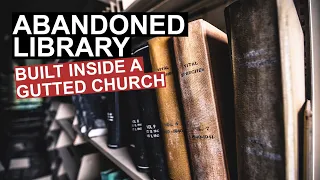 Shelves of Books at an Abandoned Library Built Inside an Old Church