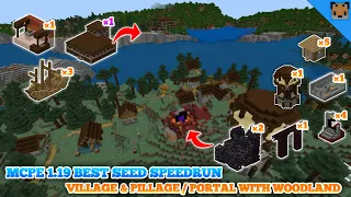 Minecraft pe 1.19 Best Seed - Village & Pillage with Woodland / Portal with Spawn Fortress !!