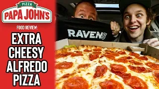 Eating *NEW* Papa John's Extra Cheesy Alfredo Pizza
