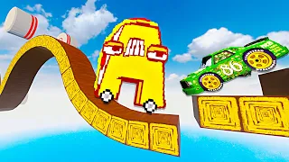 Epic Clash: Alphabet Lore Car & Big/Small Cars vs Wooden Wave Bridge Challenge | Teardown