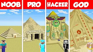 Minecraft Battle: NOOB vs PRO vs HACKER vs GOD: SAND PYRAMID HOUSE BASE BUILD CHALLENGE / Animation