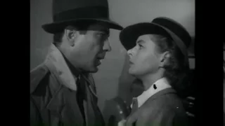 Humphrey Bogart and Ingrid Bergman in Casablanca (Airplane Clip) "Here's looking at you kid"